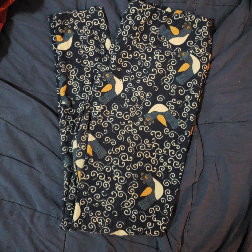 LulaRoe TC Leggings With Swirls & Birds NWOT